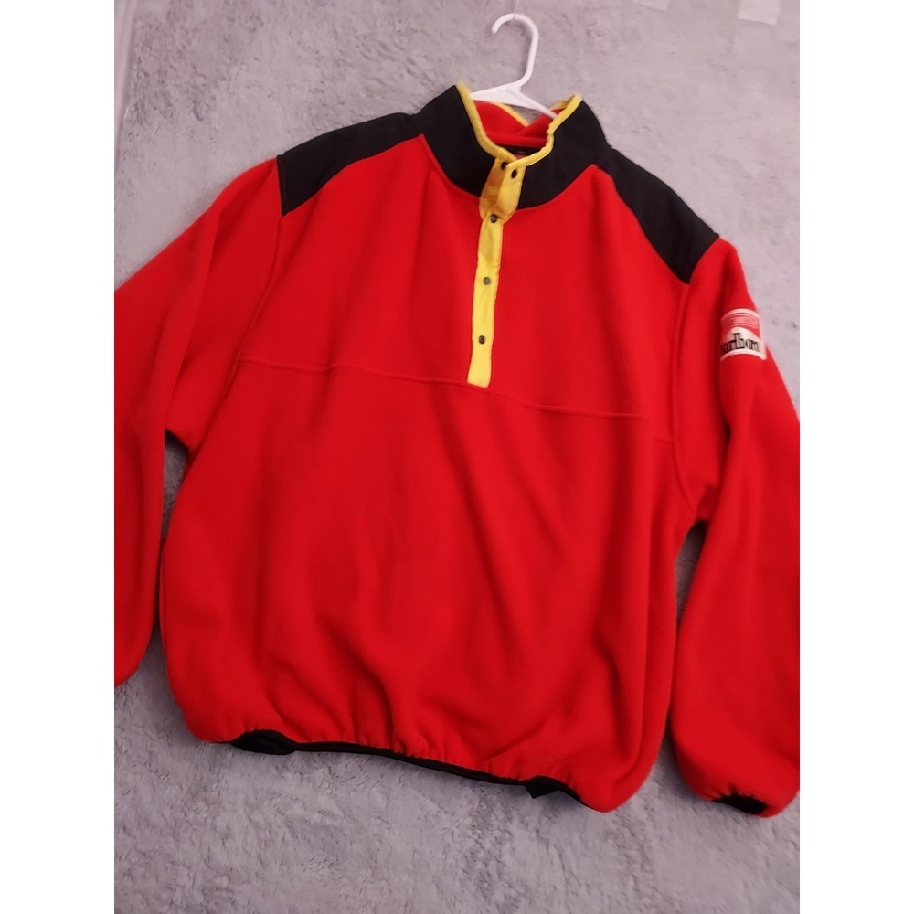 Vintage Marlboro Sweater Mens Extra Large Fleece Snap Mock Red Adventure Team XL